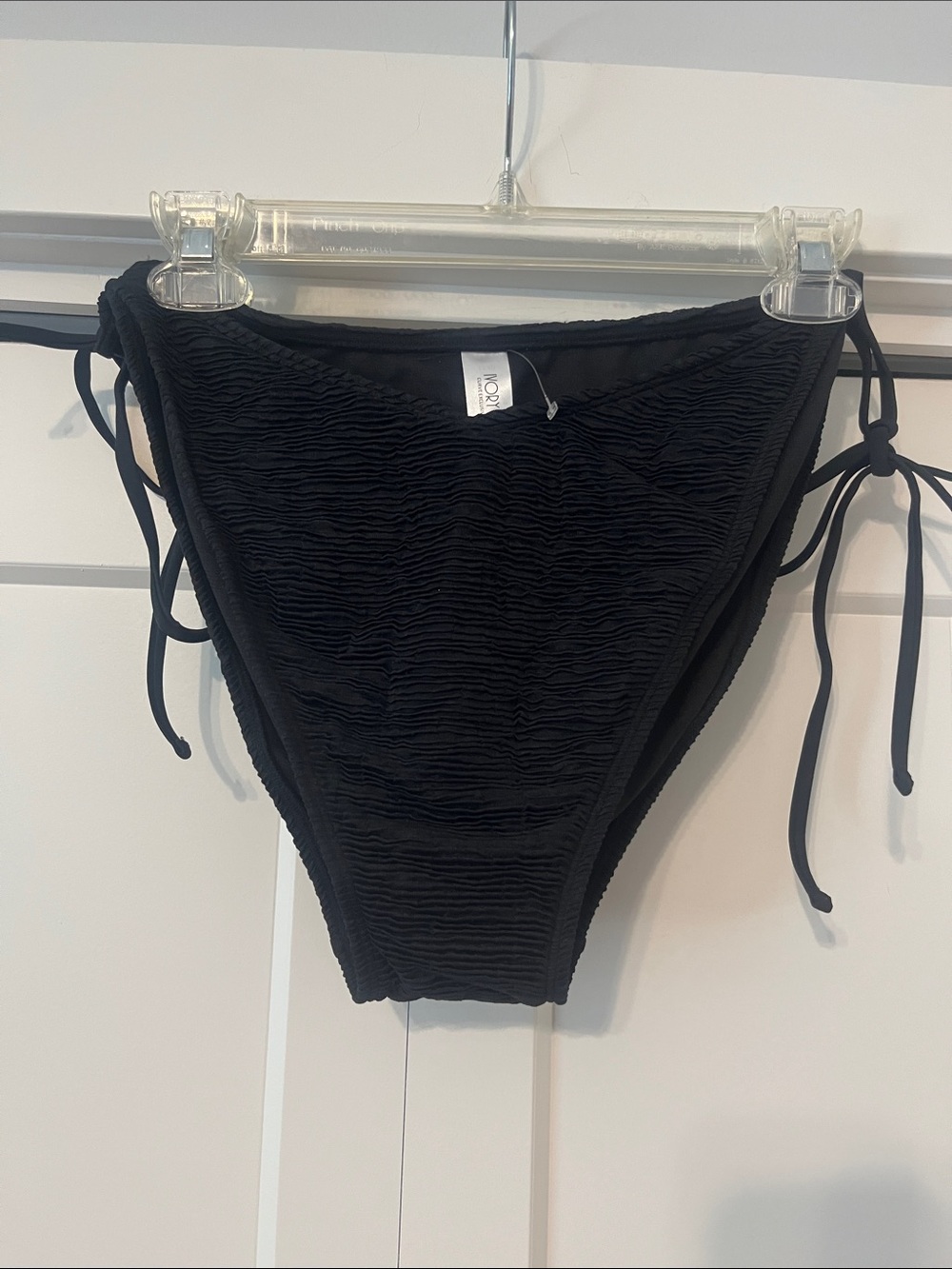Ivory Rose 22 UK NWOT Textured High-Cut Black Womens Bikini Bottoms Side Ties